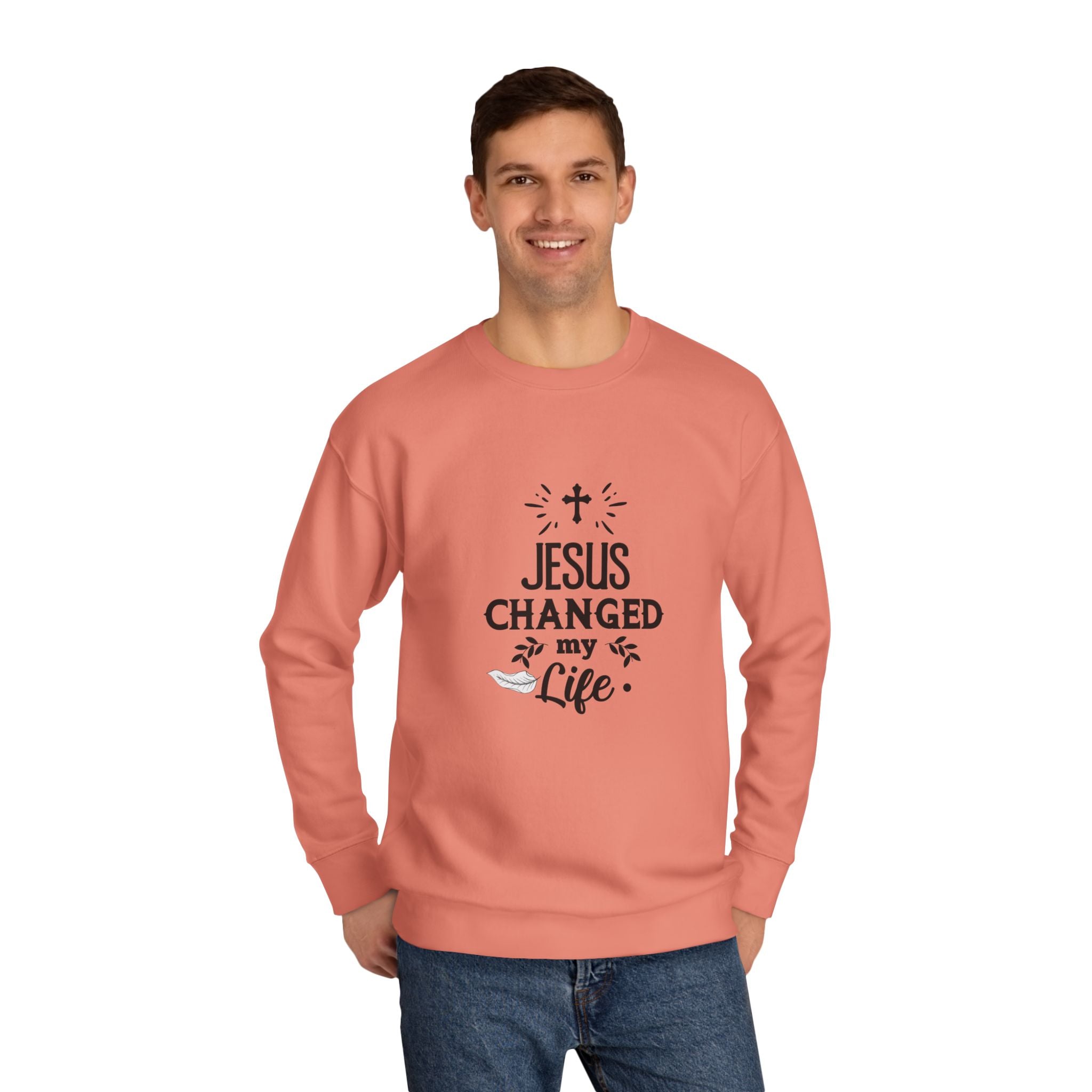 Inspirational Crew Sweatshirt - Jesus Changed My Life, Faith Apparel, Christian Gift, Unisex Sweatshirt, Cozy Religious Wear