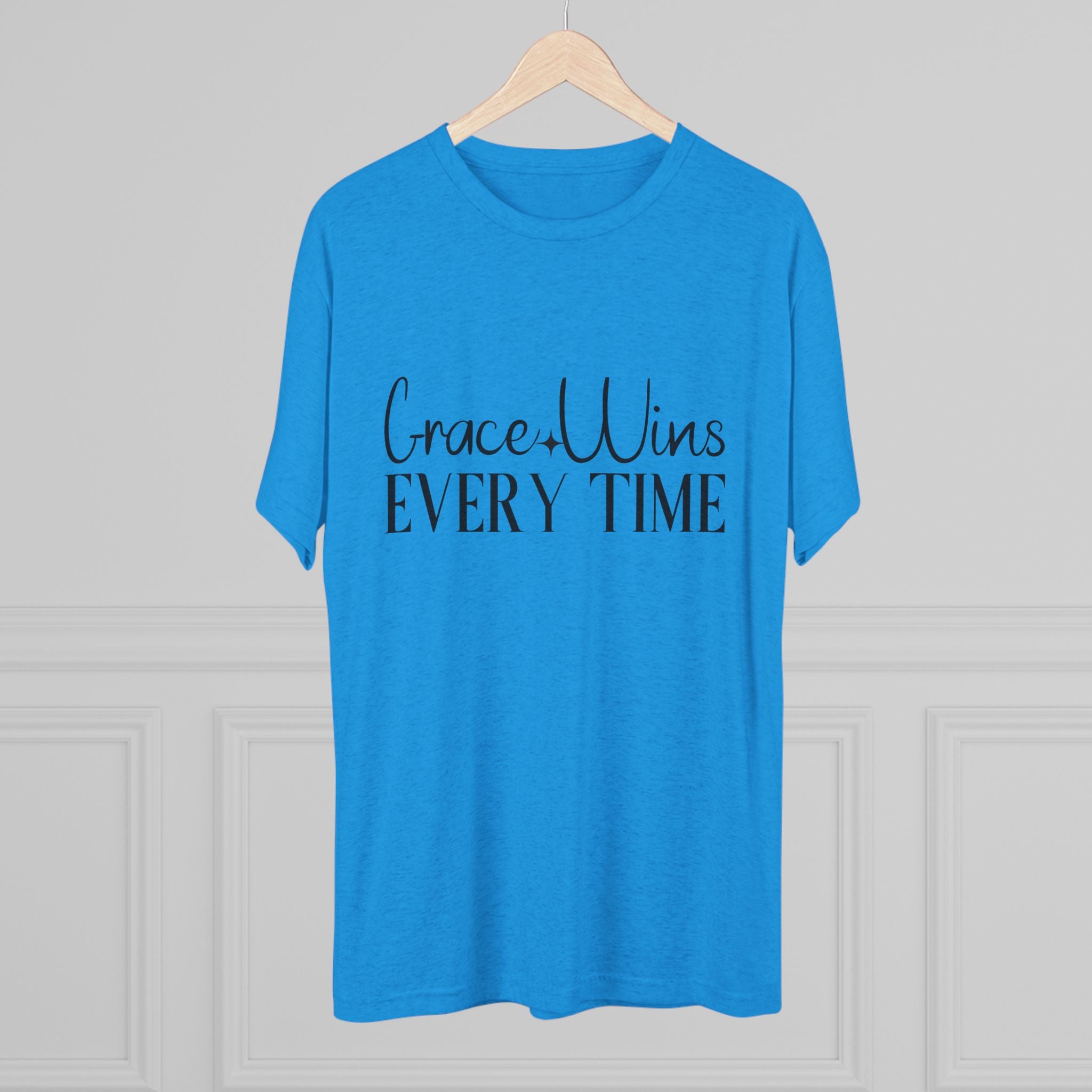 Grace Wins Unisex Tri-Blend Tee, Inspirational T-Shirt, Comfortable Crew Shirt, Motivational Apparel, Everyday Wear, Gift Idea