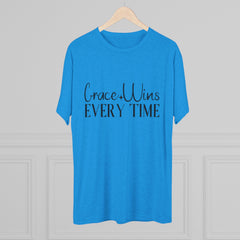 Grace Wins Unisex Tri-Blend Tee, Inspirational T-Shirt, Comfortable Crew Shirt, Motivational Apparel, Everyday Wear, Gift Idea