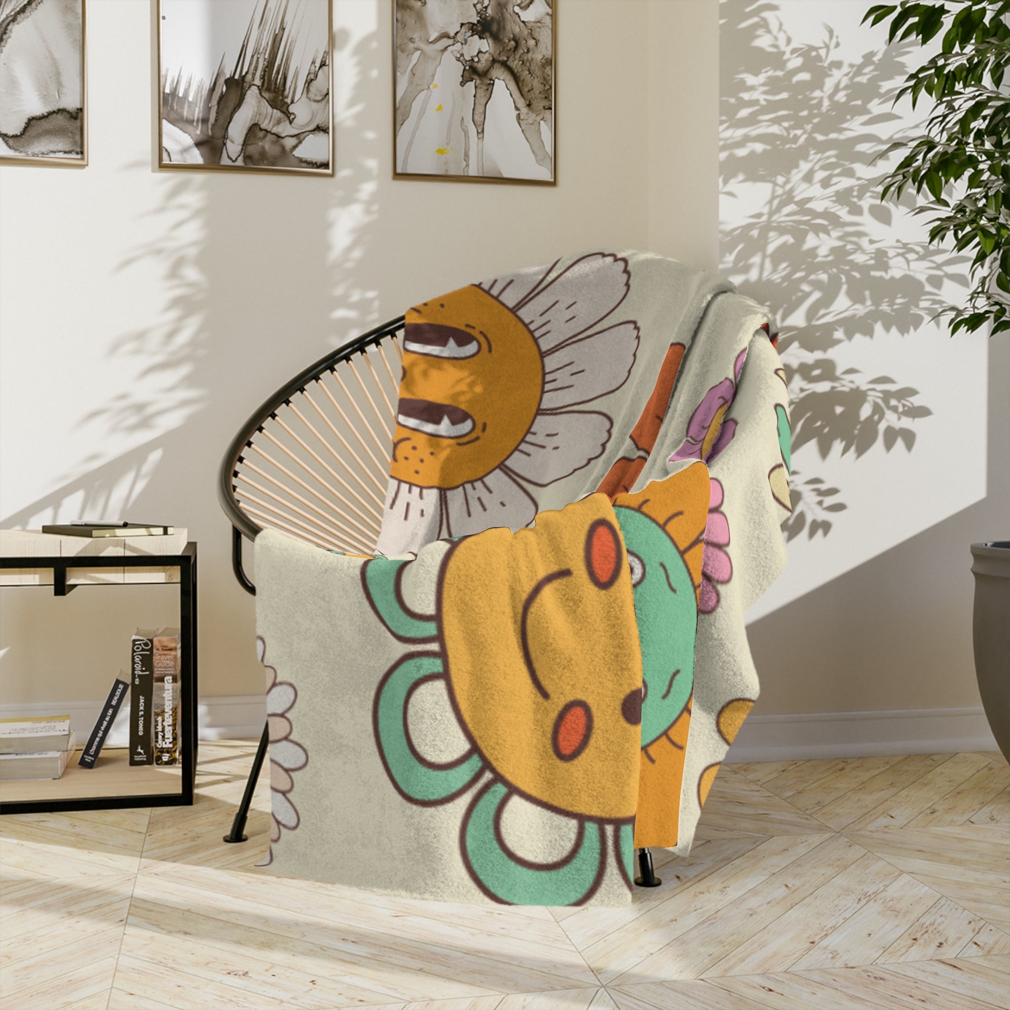 Whimsical Flower Blanket - Cozy Floral Microfiber Throw for Kids, Home Decor, Spring Celebrations, Gift Idea for Birthdays