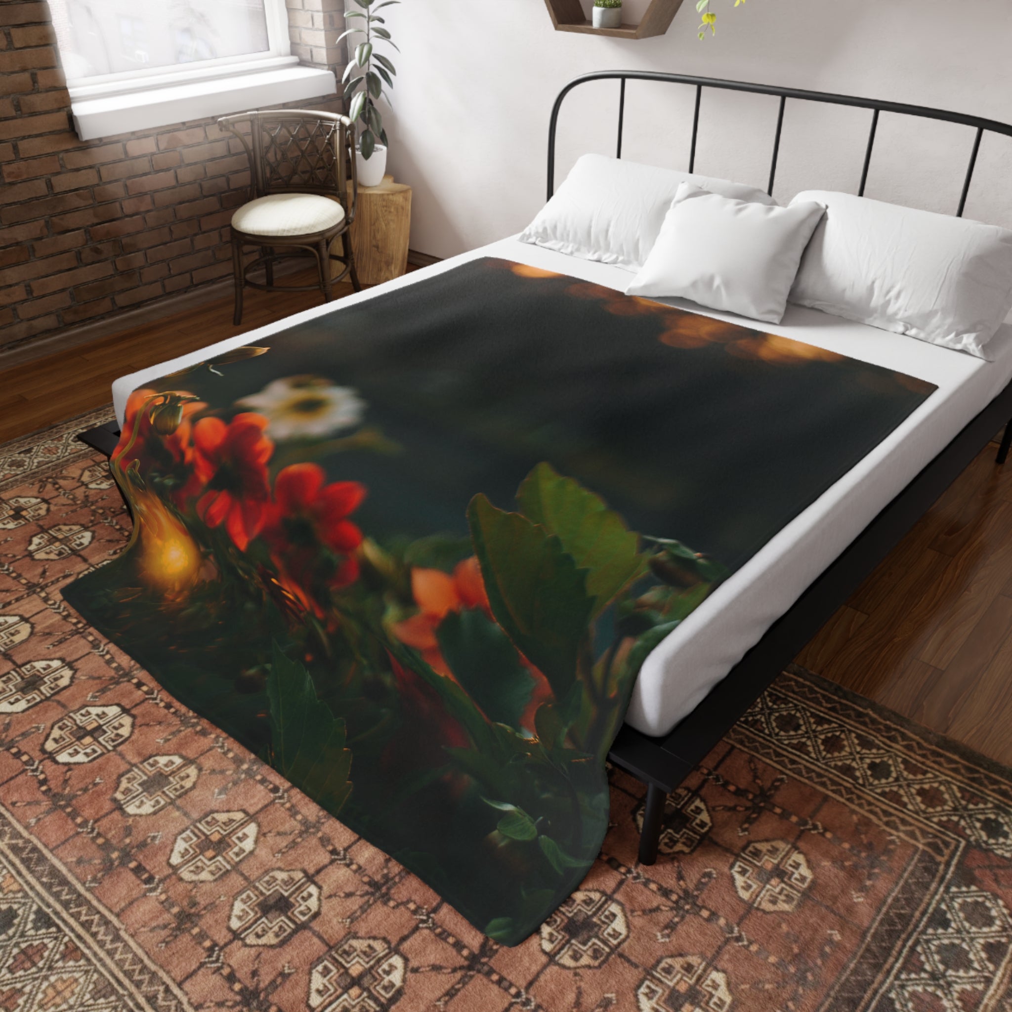 Cozy Floral Fleece Blanket, Soft Blanket for Home Decor, Gift for Her, Snuggle Blanket, Couch Throw for Any Season