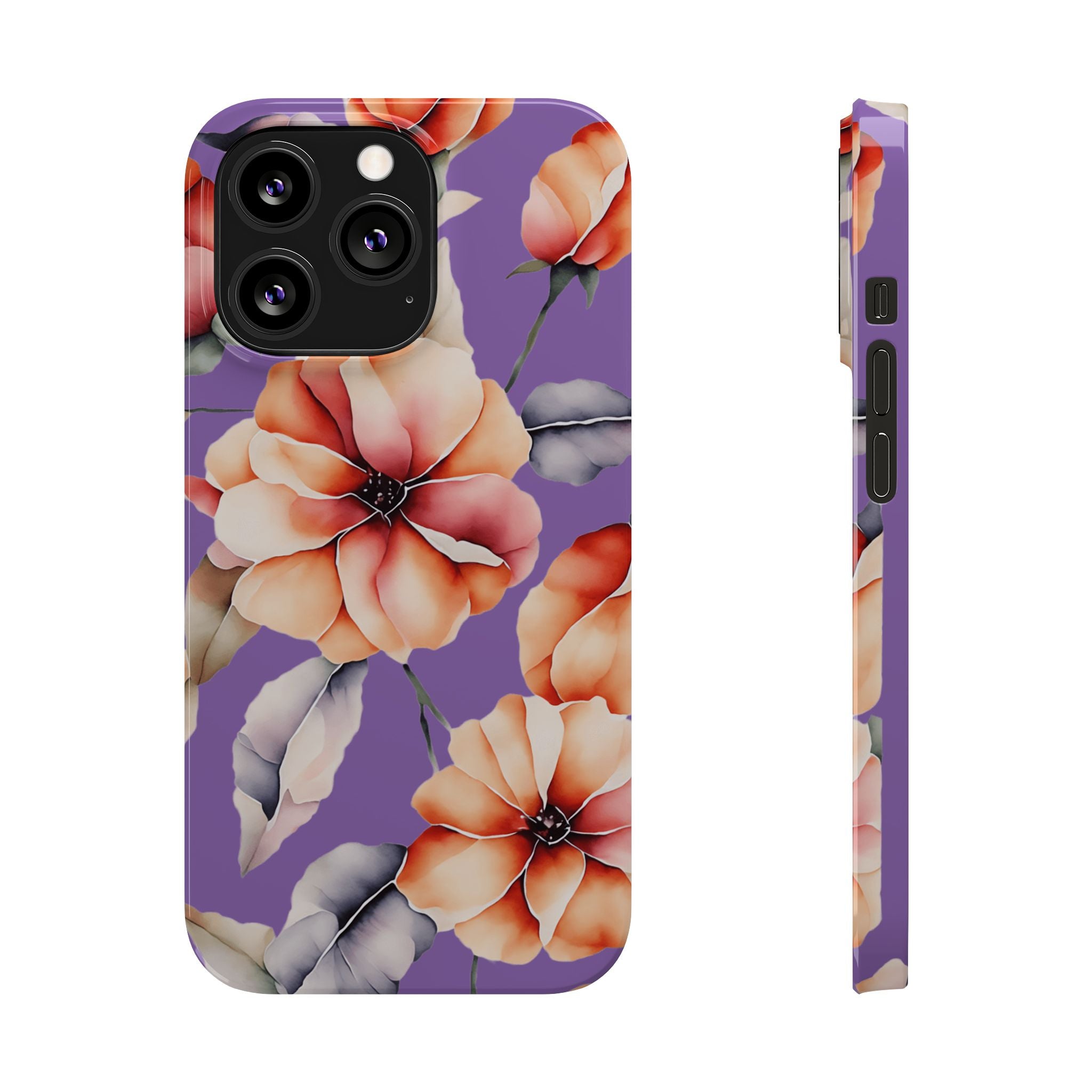 Floral Slim Phone Case, Stylish Phone Cover, Feminine Phone Accessory, Spring Gift, Flower Pattern Design