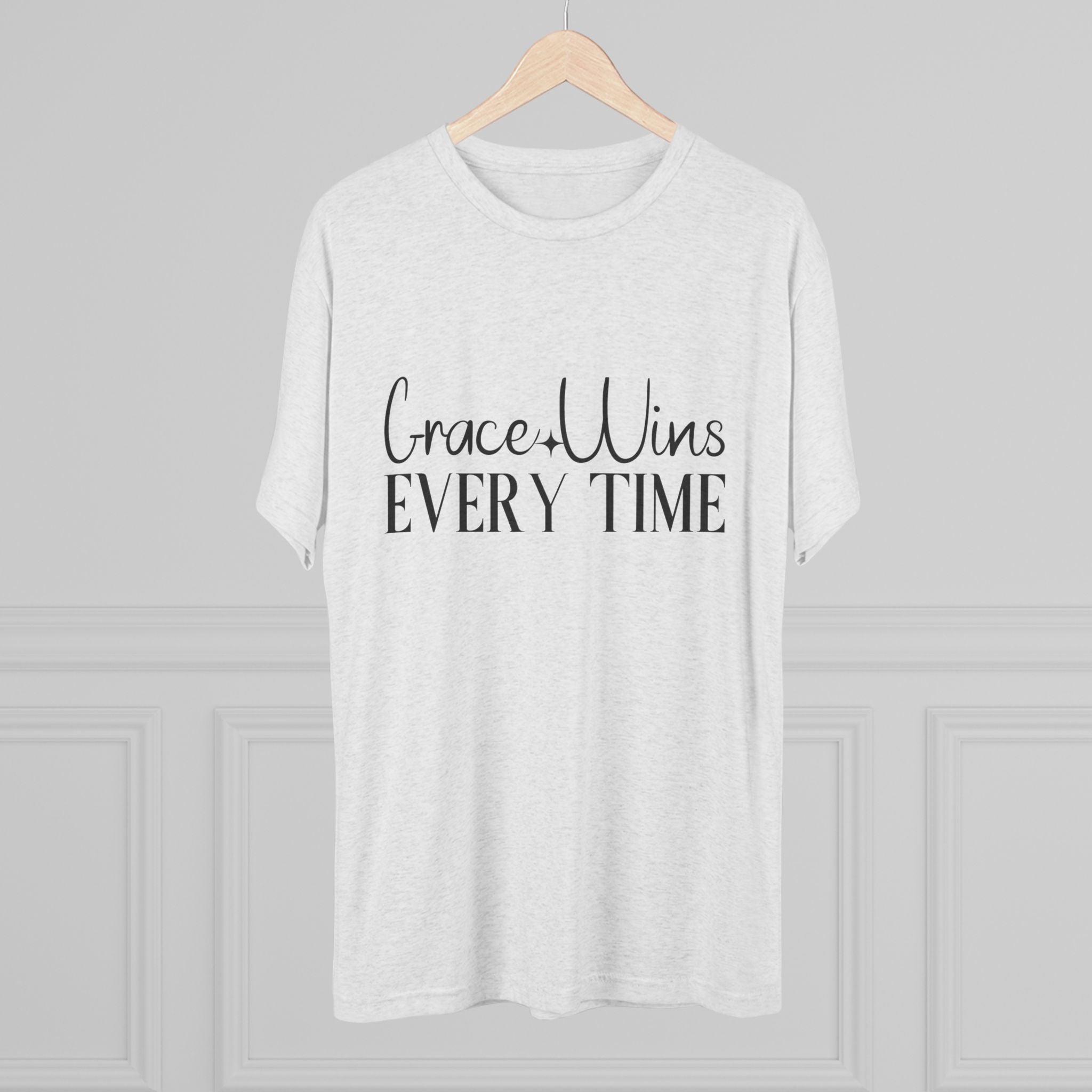 Grace Wins Unisex Tri-Blend Tee, Inspirational T-Shirt, Comfortable Crew Shirt, Motivational Apparel, Everyday Wear, Gift Idea