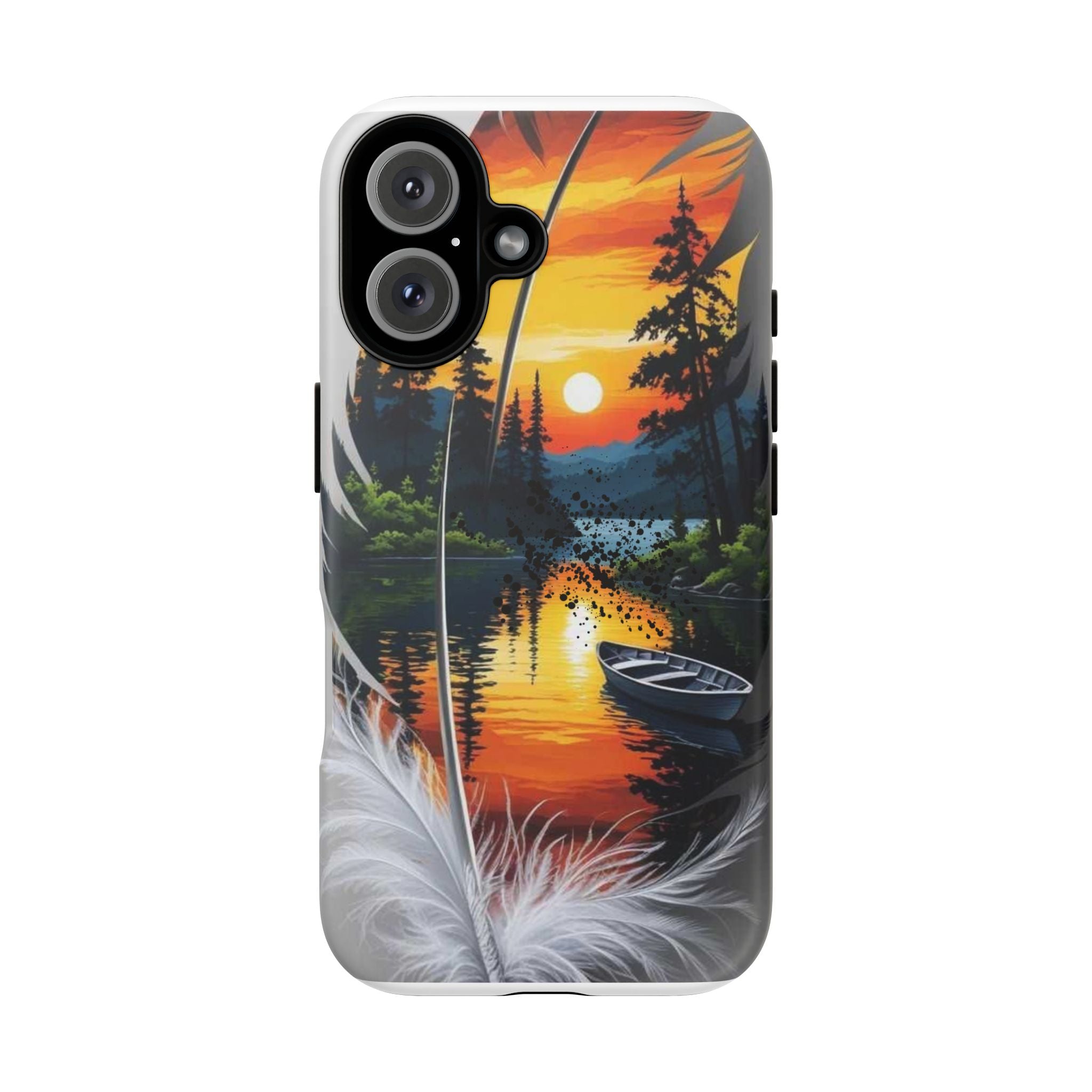 Nature-Inspired Phone Case | Tough Cases with Sunset & Feathers Design, Unique Gift, Outdoor Lover Accessory, Phone Cover