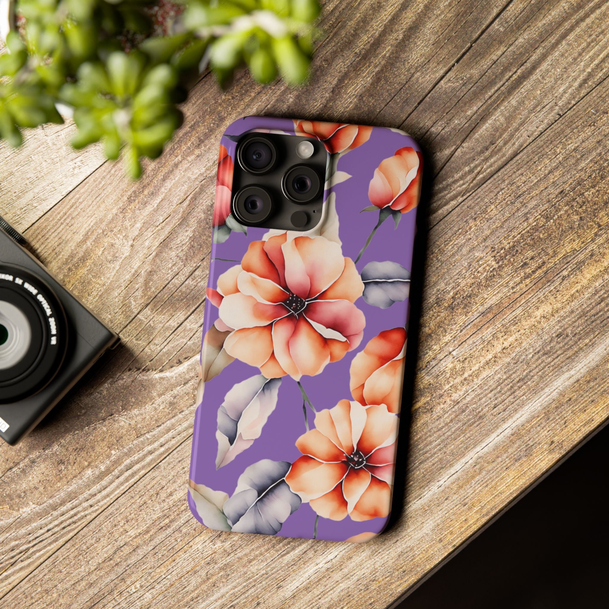 Floral Slim Phone Case, Stylish Phone Cover, Feminine Phone Accessory, Spring Gift, Flower Pattern Design