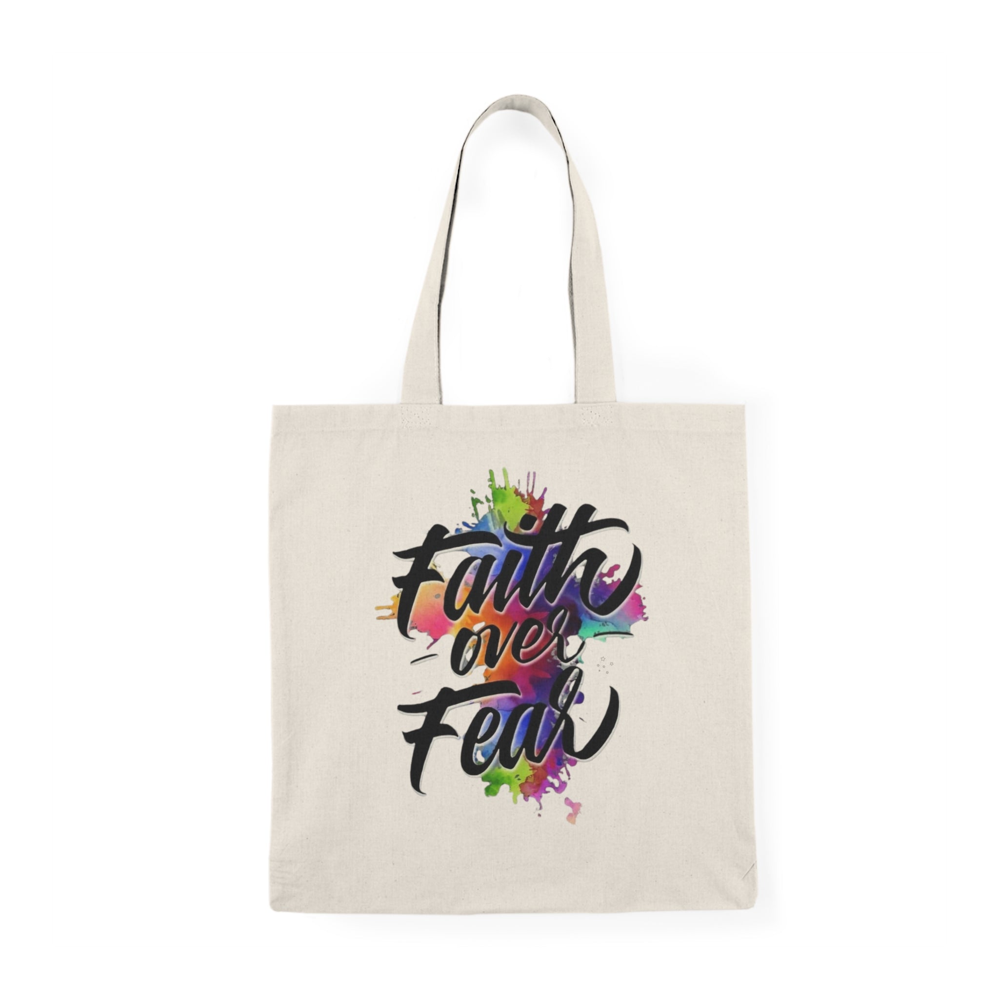 Faith Over Fear Tote Bag - Eco-Friendly Canvas Bag, Motivational Gift, Everyday Carry, Inspirational Quote, Reusable Shopping Bag