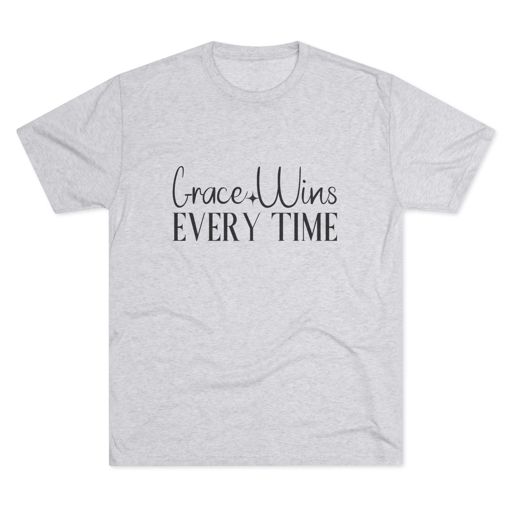 Grace Wins Unisex Tri-Blend Tee, Inspirational T-Shirt, Comfortable Crew Shirt, Motivational Apparel, Everyday Wear, Gift Idea