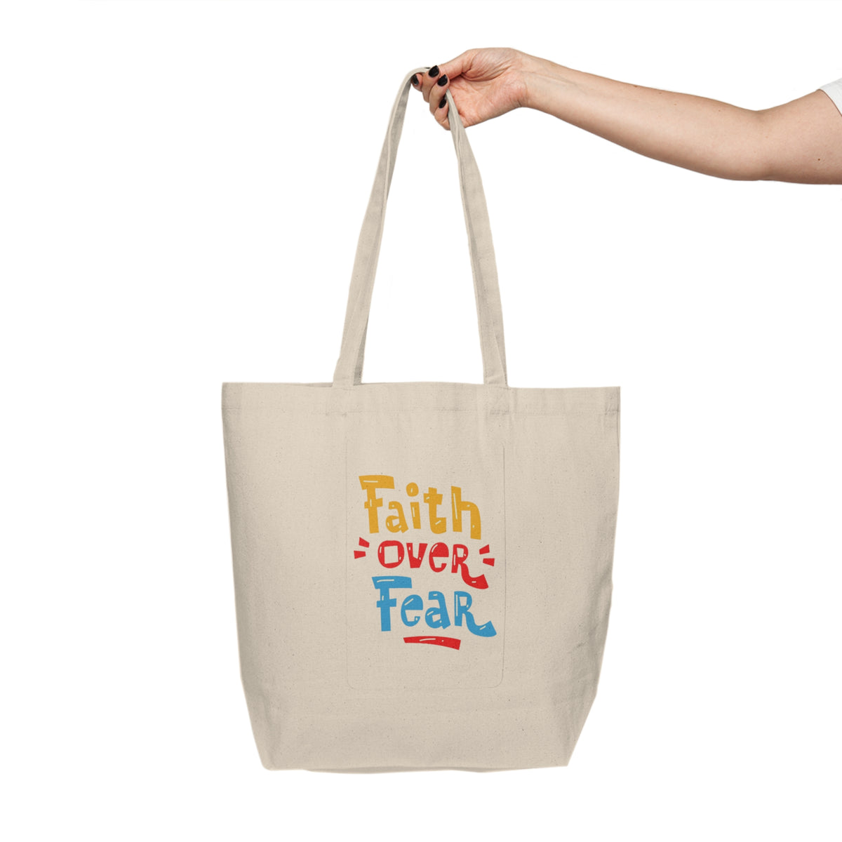 Faith Over Fear Tote Bag, Inspirational Canvas Shopping Tote, Eco-Friendly Grocery Bag, Motivational Gift Bag, Positive Vibe Carryall