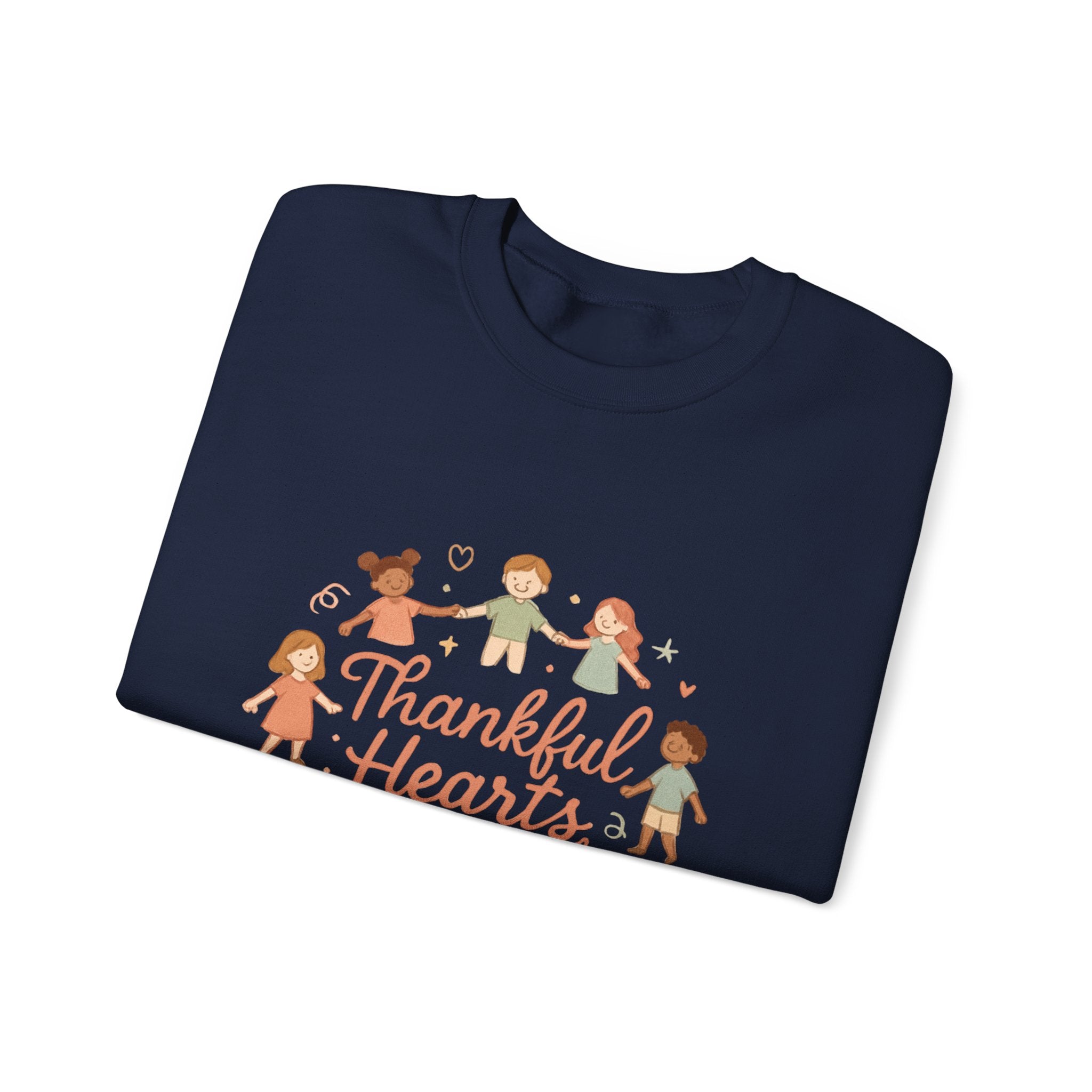 Thankful Hearts Kind Minds Sweatshirt — Kids Diversity Friends Crewneck