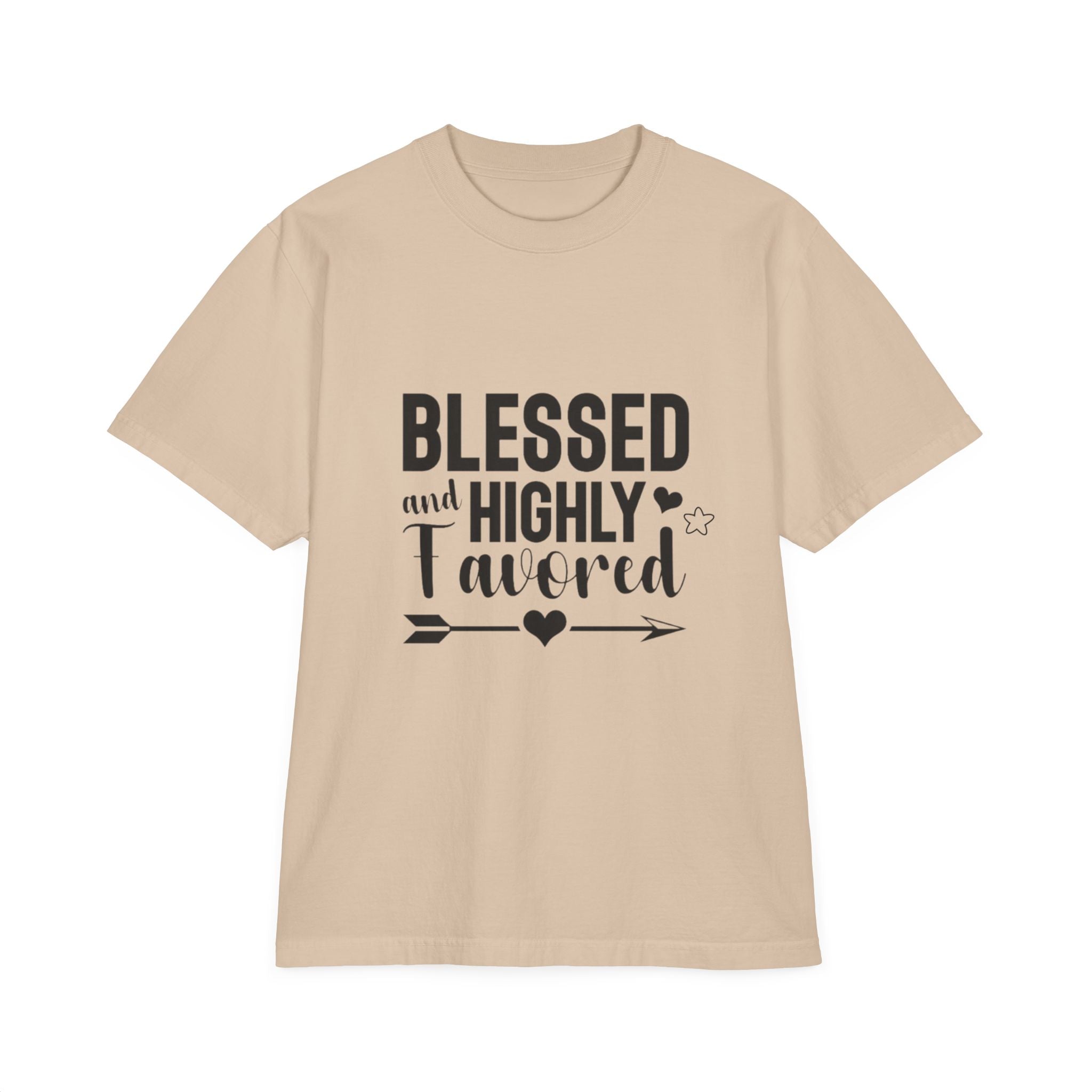 Blessed and Highly Favored Unisex Drop-Shoulder T-Shirt, Inspirational Tee, Faith-Based Gift, Everyday Comfort Shirt, Casual Wear