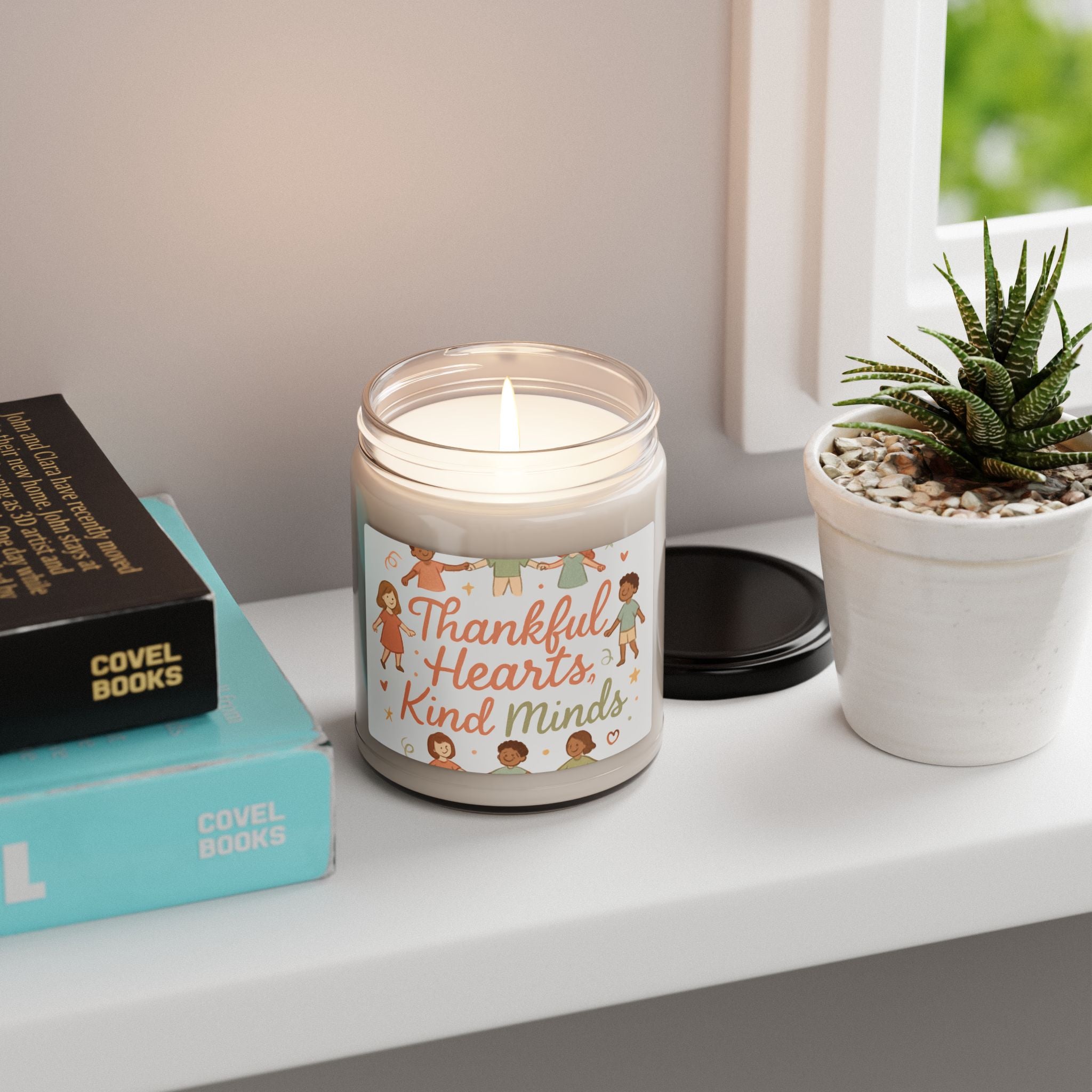 Soy Candle — "Thankful Hearts, Kind Minds" Inspirational Scented Candle (9oz)