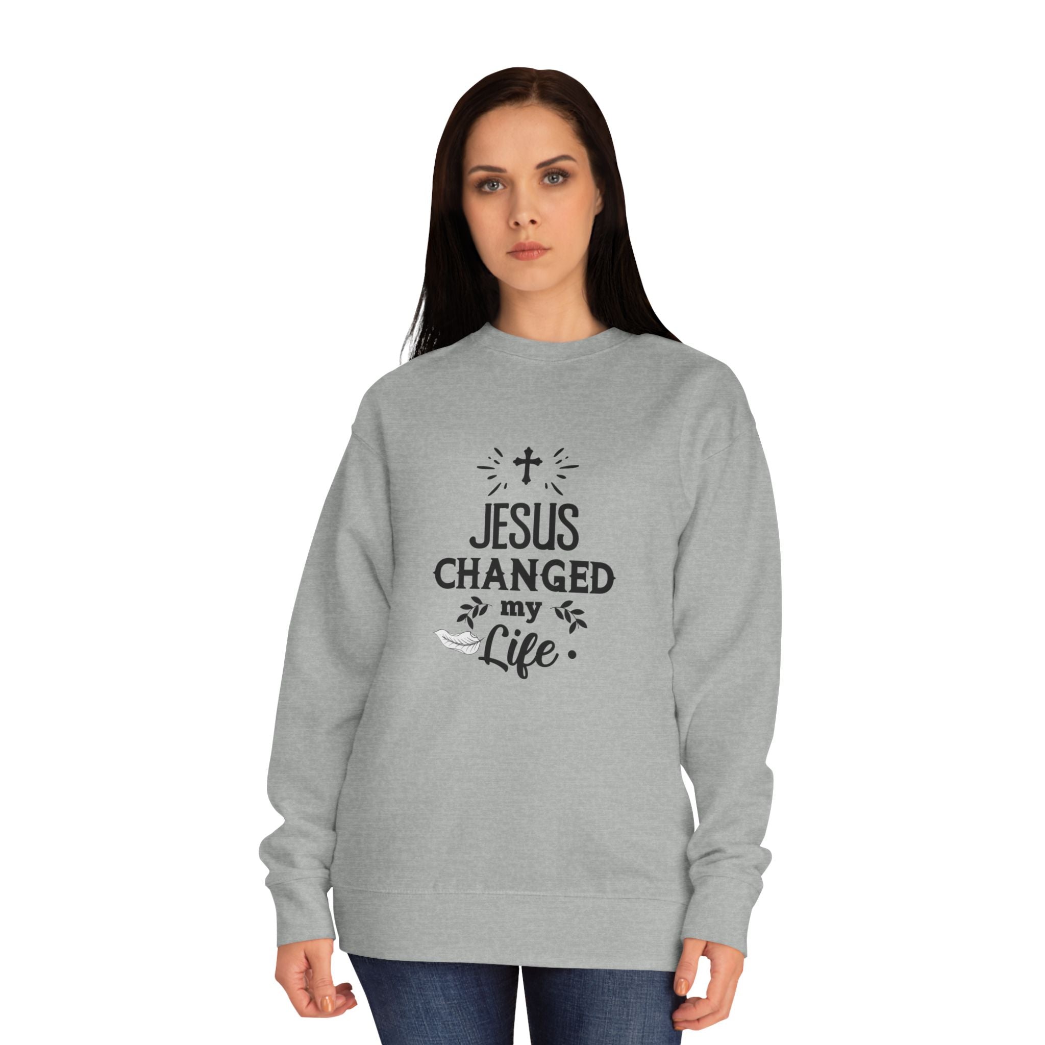 Inspirational Crew Sweatshirt - Jesus Changed My Life, Faith Apparel, Christian Gift, Unisex Sweatshirt, Cozy Religious Wear
