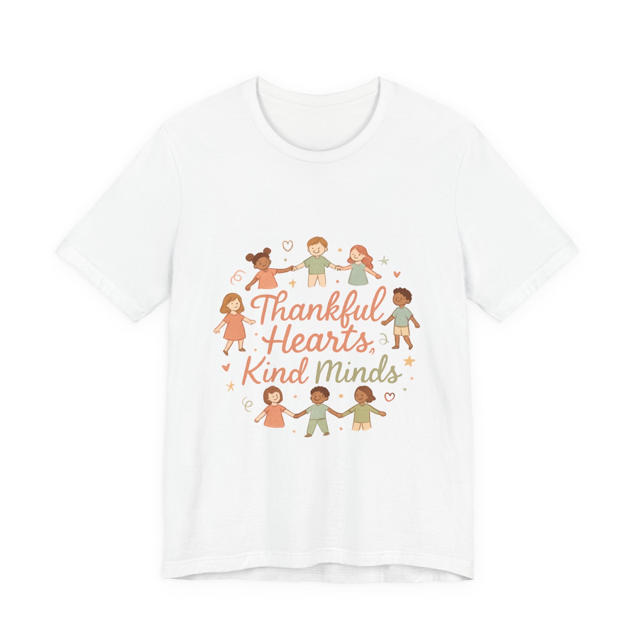 Thankful Hearts Kind Minds T-Shirt — Kids Friendship Positive Message Tee