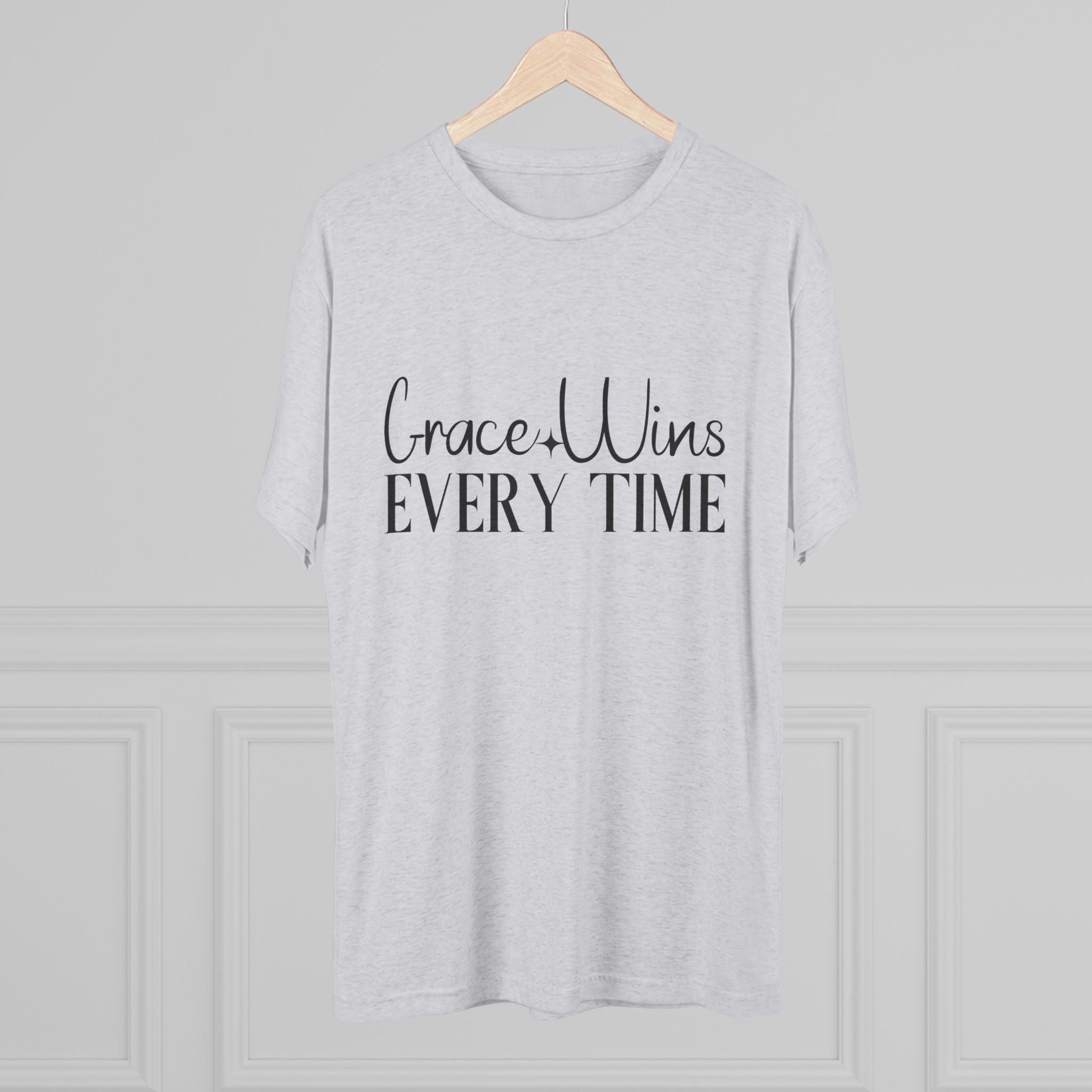 Grace Wins Unisex Tri-Blend Tee, Inspirational T-Shirt, Comfortable Crew Shirt, Motivational Apparel, Everyday Wear, Gift Idea