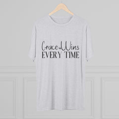 Grace Wins Unisex Tri-Blend Tee, Inspirational T-Shirt, Comfortable Crew Shirt, Motivational Apparel, Everyday Wear, Gift Idea
