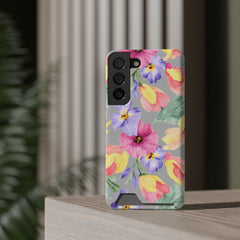 Floral Print Phone Case with Card Holder, Cute Phone Accessory, Gift for Her, Spring Vibes, Functional Phone Wallet
