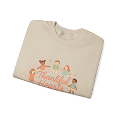 Thankful Hearts Kind Minds Sweatshirt — Kids Diversity Friends Crewneck