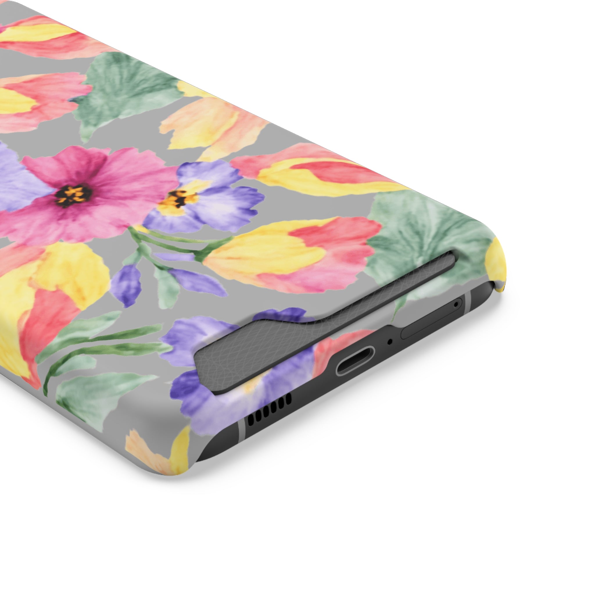 Floral Print Phone Case with Card Holder, Cute Phone Accessory, Gift for Her, Spring Vibes, Functional Phone Wallet