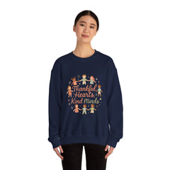 Thankful Hearts Kind Minds Sweatshirt — Kids Diversity Friends Crewneck