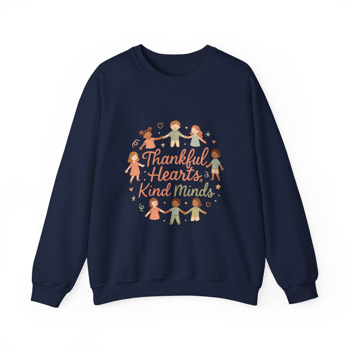 Thankful Hearts Kind Minds Sweatshirt — Kids Diversity Friends Crewneck