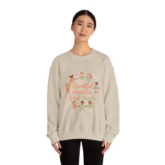 Thankful Hearts Kind Minds Sweatshirt — Kids Diversity Friends Crewneck