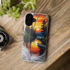 Nature-Inspired Phone Case | Tough Cases with Sunset & Feathers Design, Unique Gift, Outdoor Lover Accessory, Phone Cover
