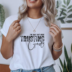 Trusting God Unisex Crew Tee, Inspirational T-Shirt, Cotton Top for Faith, Christian Gift, Encouragement Wear