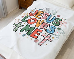 Cozy Religious Velveteen Plush Blanket with 'Jesus Loves Me' Design - Perfect for Kids, Nursery Decor, Gifts, and Holidays, [...]