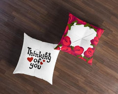 Thinking of You Tufted Floor Pillow | Cozy Rose Decorative Cushion | Gift for Her | Home Decor | Valentine's Day | Living Room Accent