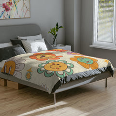 Whimsical Flower Blanket - Cozy Floral Microfiber Throw for Kids, Home Decor, Spring Celebrations, Gift Idea for Birthdays